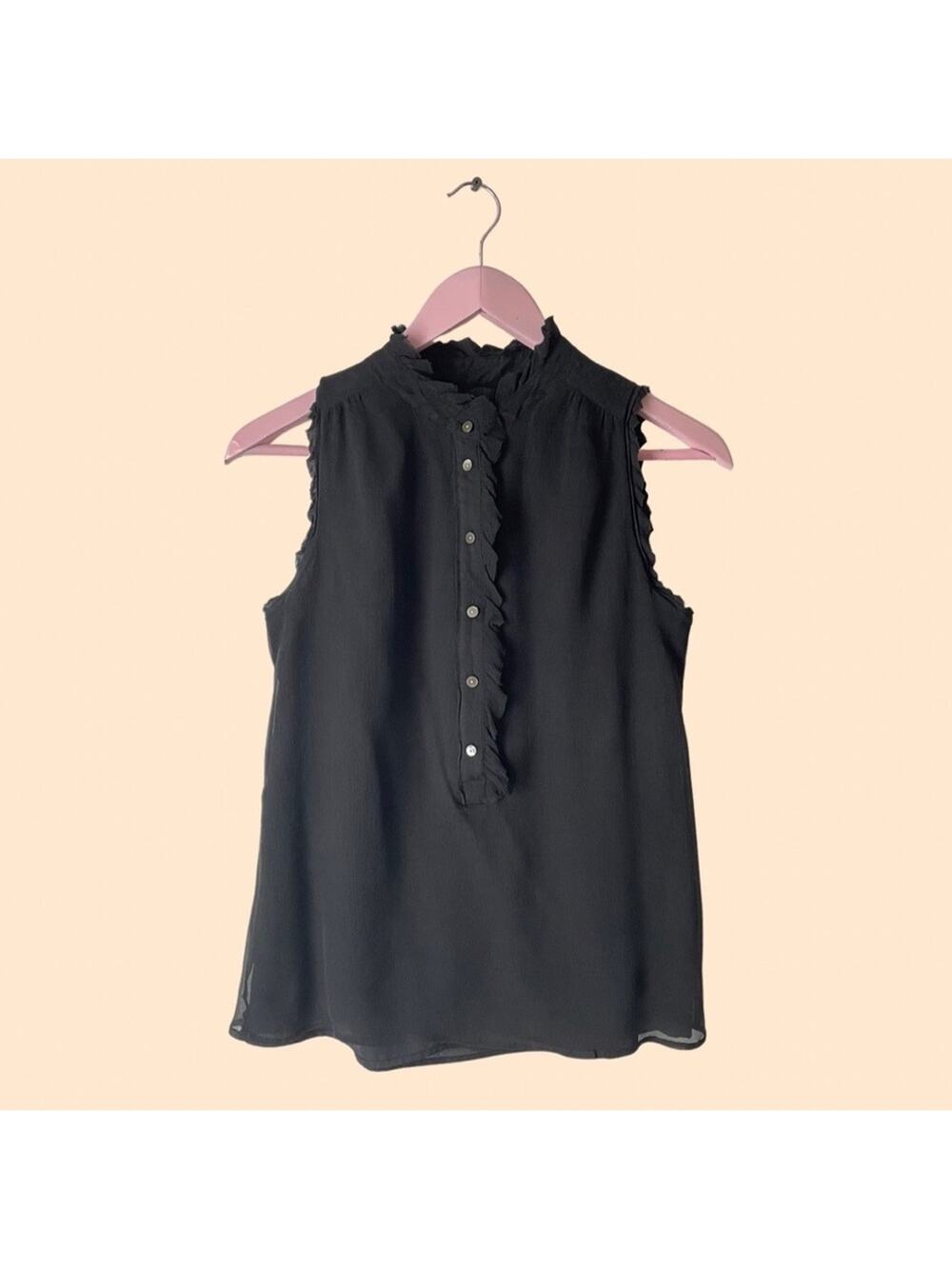 J. Crew Black Silk Tank Top Size 2